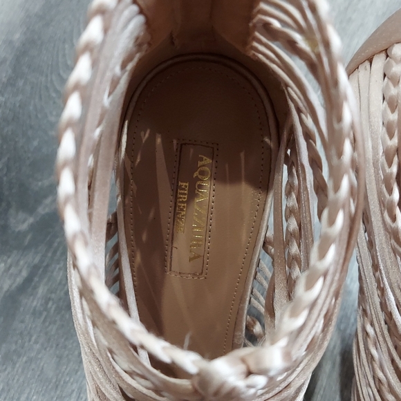 Aquazzura strappy heels satin rose gold size 39.5 - Picture 7 of 8